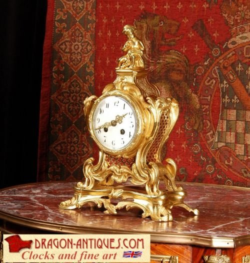 *** Sold *** Antique French Rococo Boudoir Table Clock
